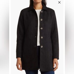 T Tahari Faux Suede Black Coat
